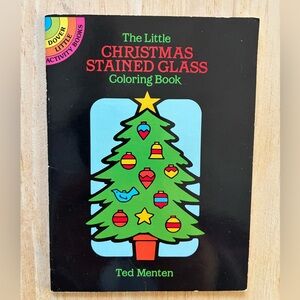 Ted Menten Christmas Stained Glass Coloring Book New Unused Holiday Fun, 1988